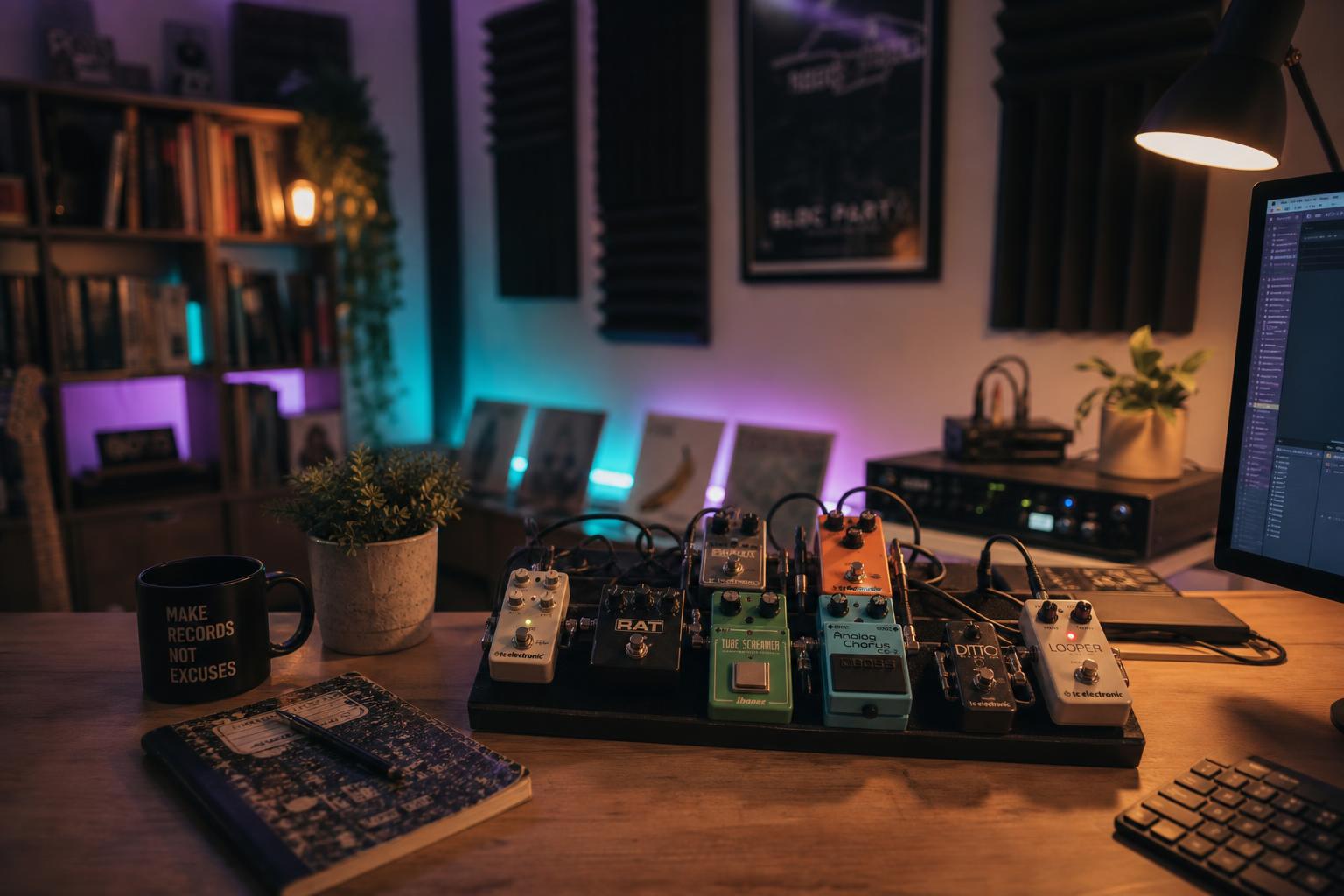 a composition illustrating "The $200 Pedalboard: How Far You Can Stretch Before It Stops Being a Pedalboard"