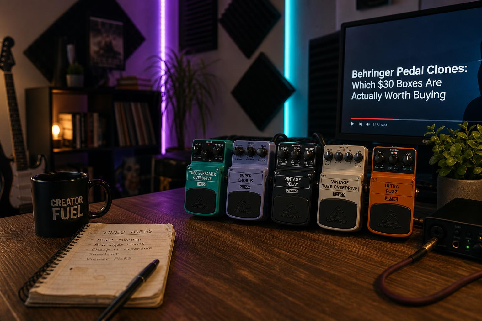 a composition illustrating "Behringer Pedal Clones: Which $30 Boxes Are Actually Worth Buying"
