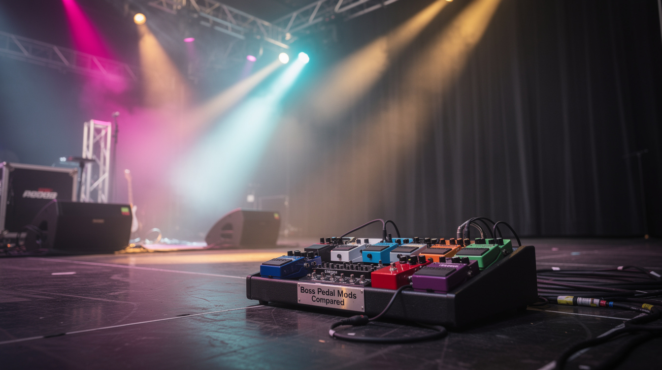 a composition illustrating "Boss Pedal Mods Compared"