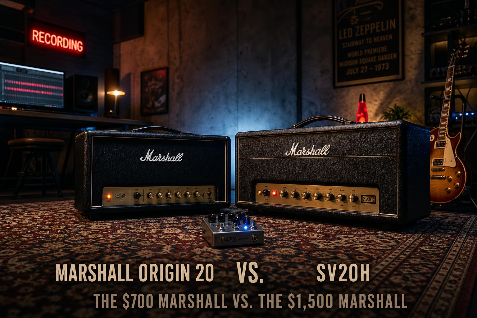 a composition illustrating "Marshall Origin 20 vs. SV20H: The $700 Marshall vs. the $1