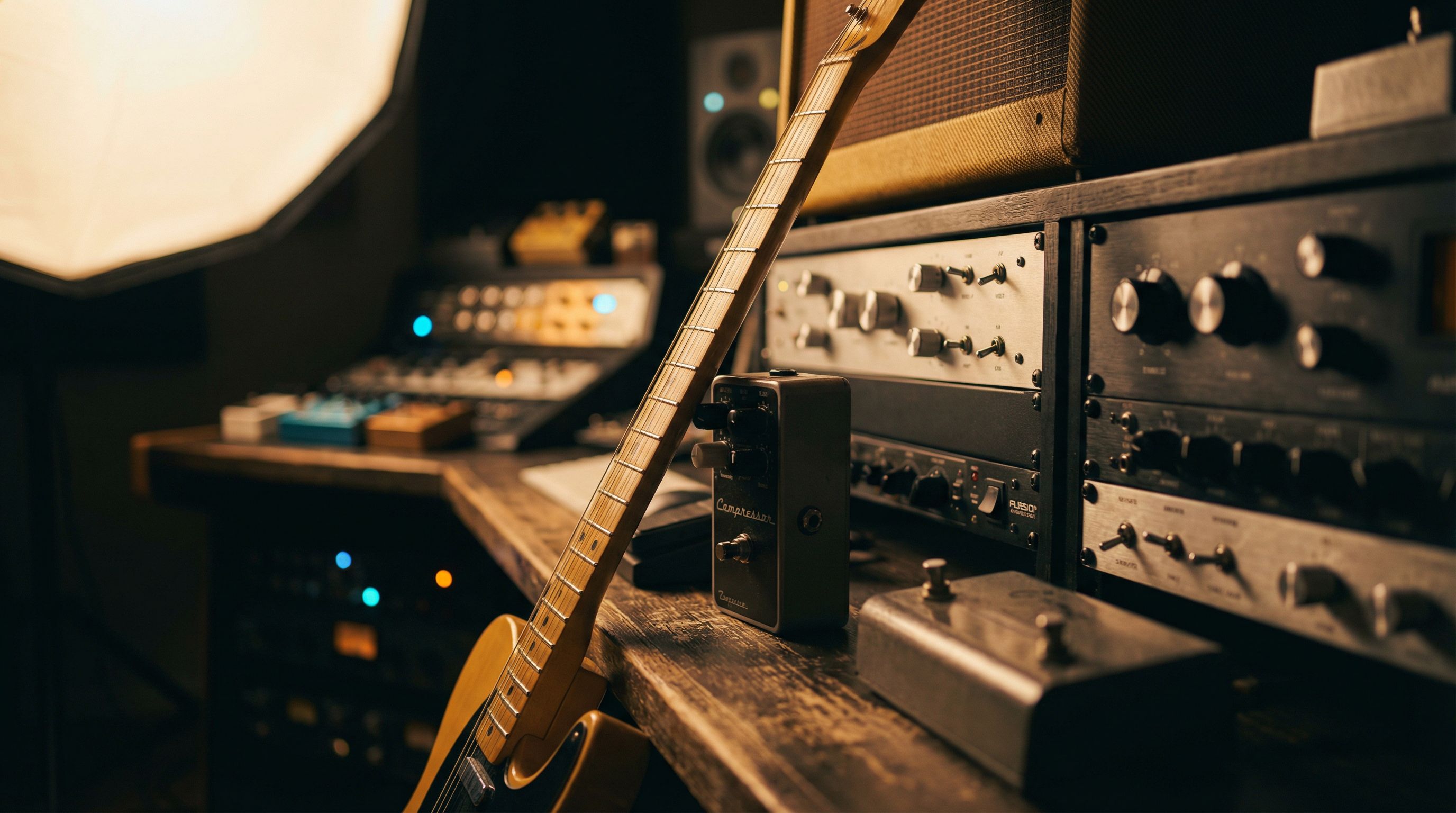 Telecaster guitar on a country-style wooden surface