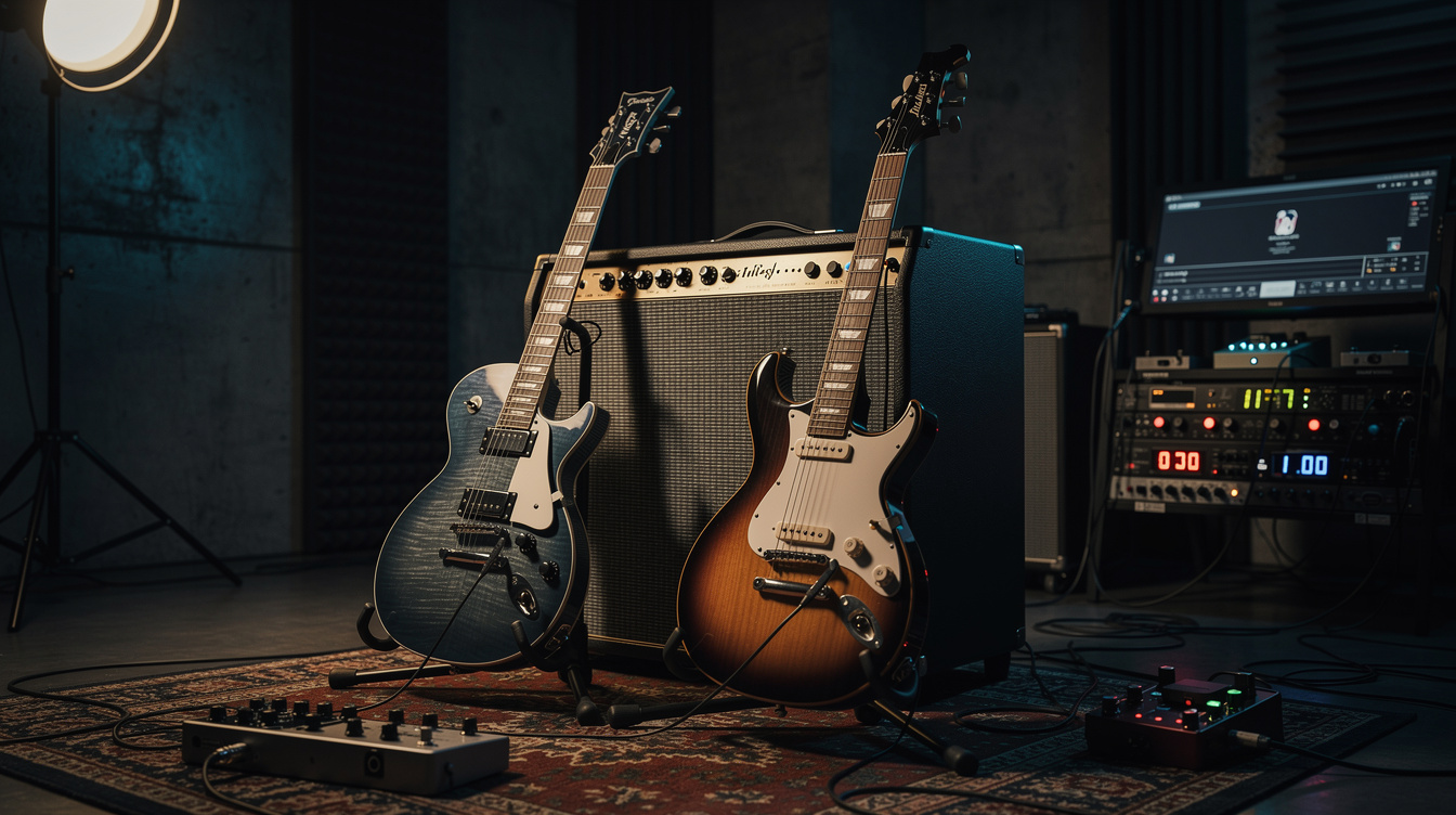 a composition illustrating "PRS Silver Sky vs. Fender Strat"