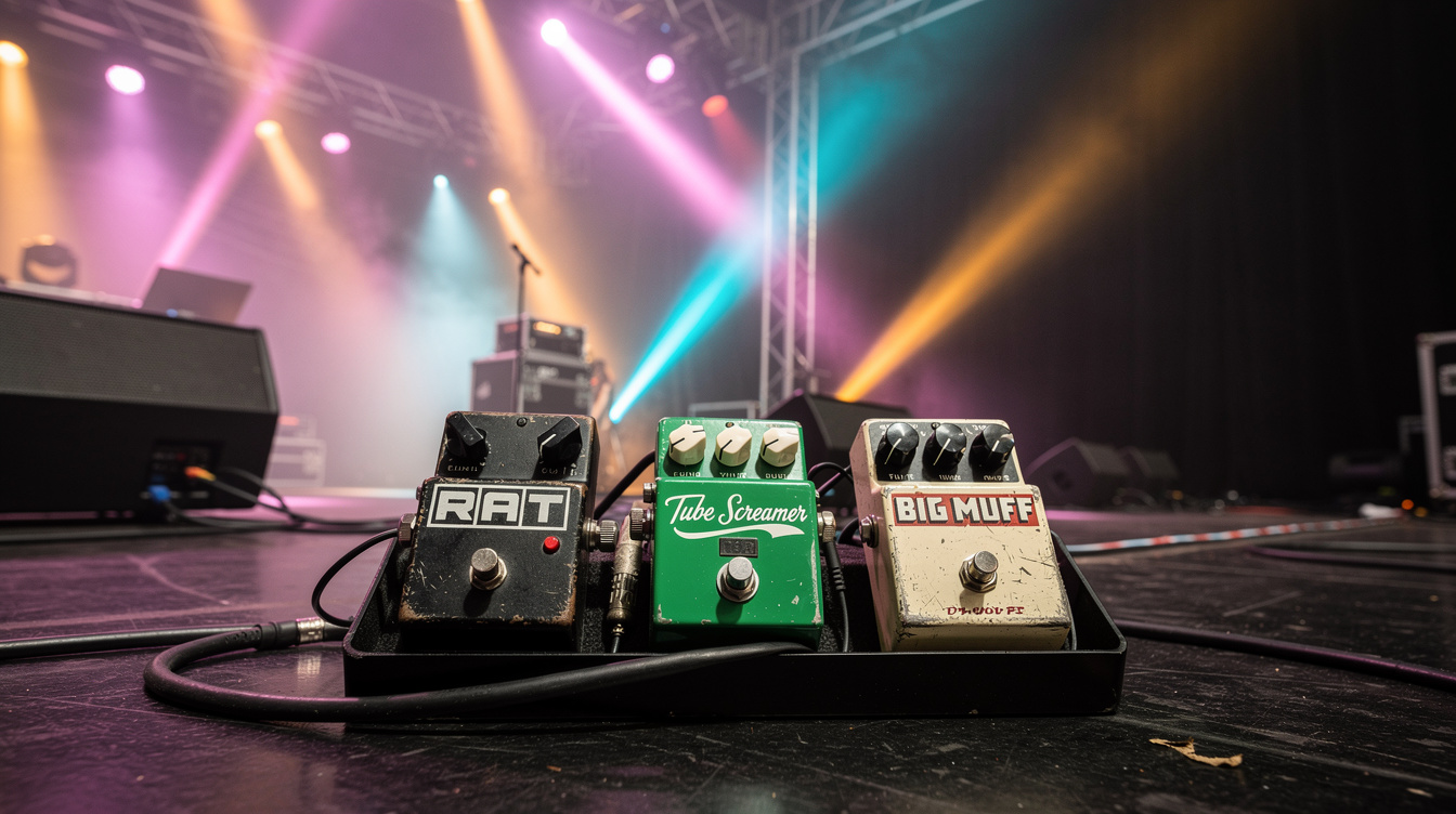 a composition illustrating "RAT vs. Tube Screamer vs. Big Muff"
