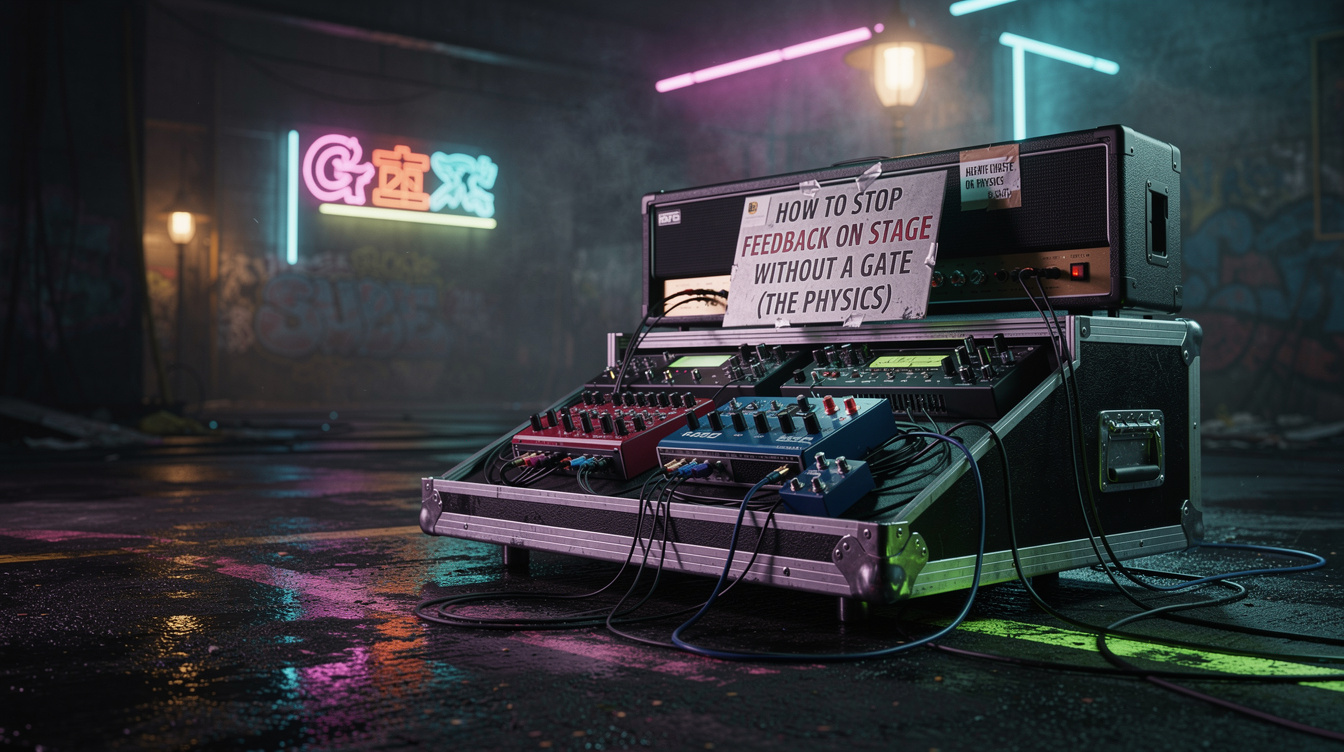 a composition illustrating "How to Stop Feedback on Stage Without a Gate (The Physics"